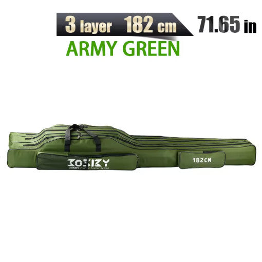 Foldable Fishing Rod Storage Bag Case 122/152/182cm with Multiple Compartments