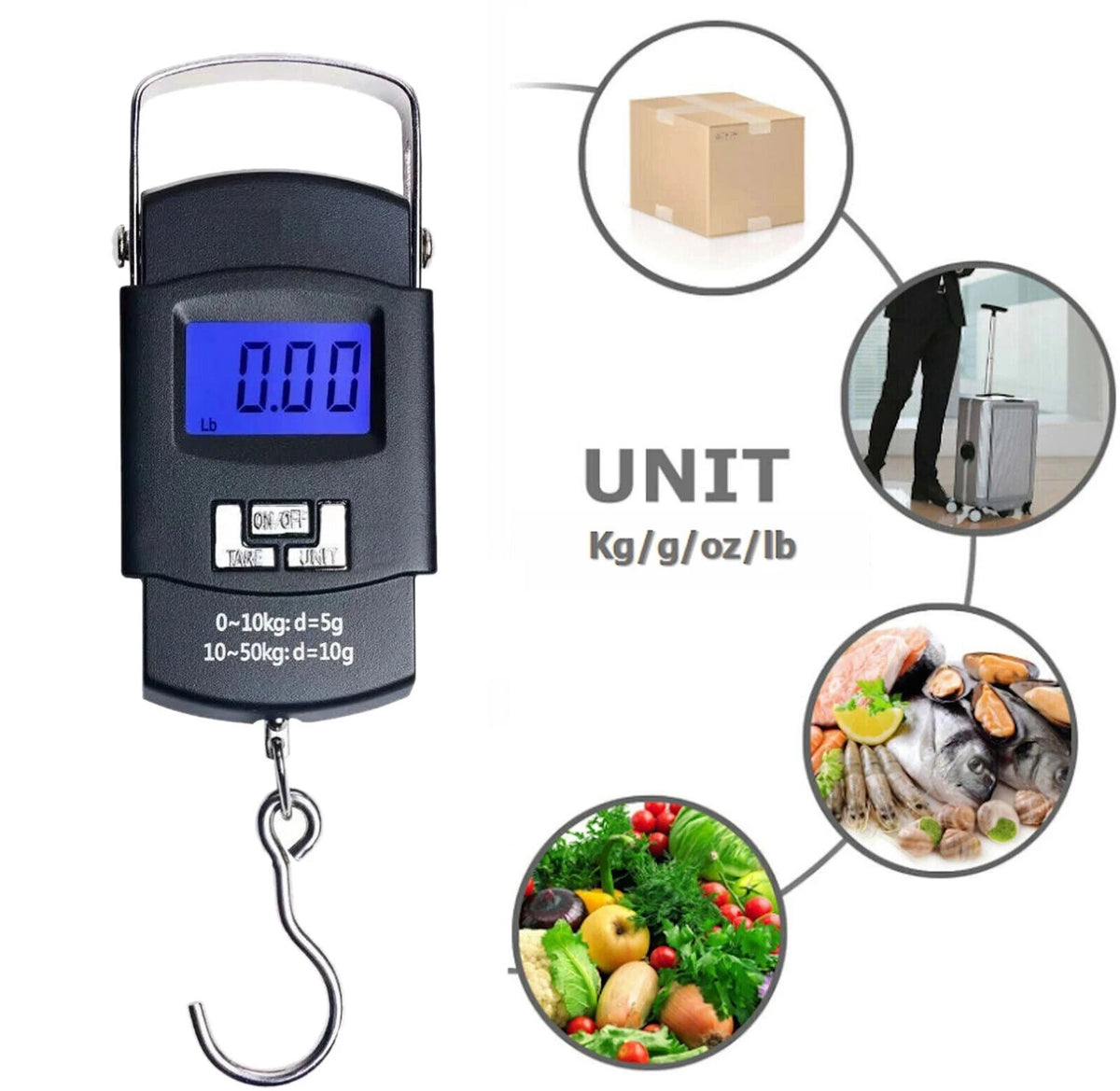 Portable Digital Luggage Scale 110lb / 50kg with Backlight and Hook