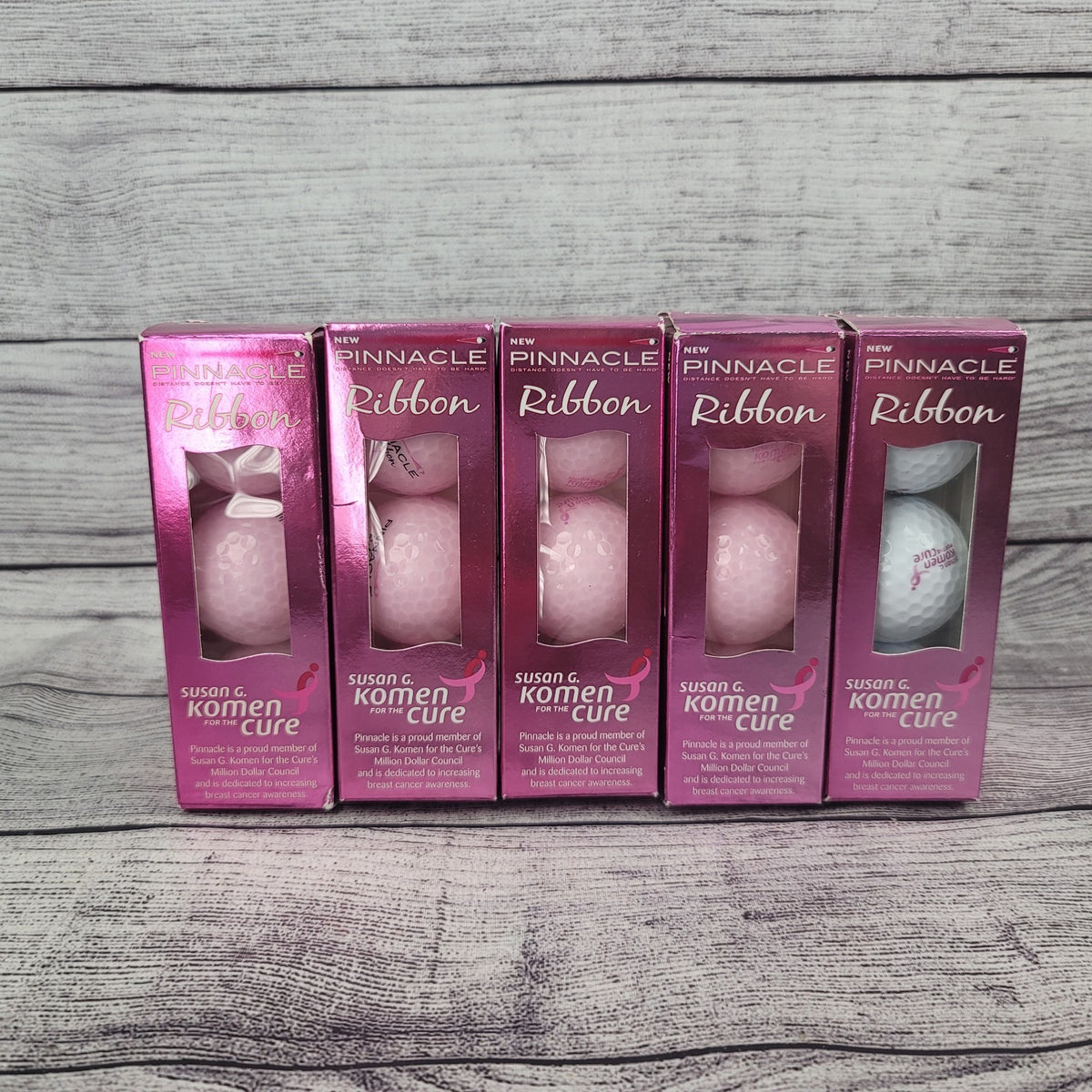 Pink Golf Balls Set 3 Pack with Susan G Komen Ribbon Logo - Pinnacle