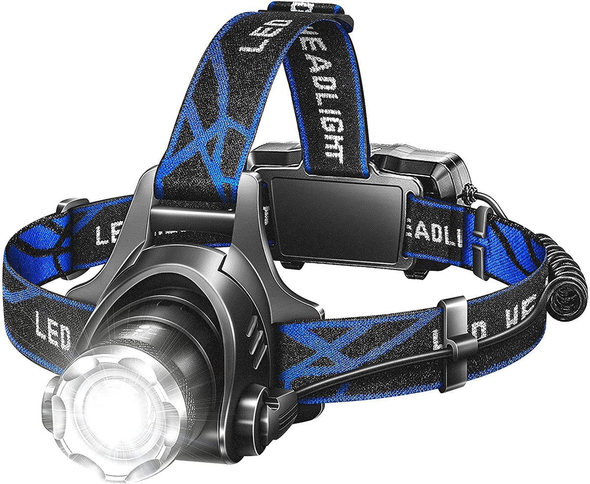 Rechargeable LED Headlamp for Camping and Fishing - 800 Lumens, Zoom, Long Battery Life