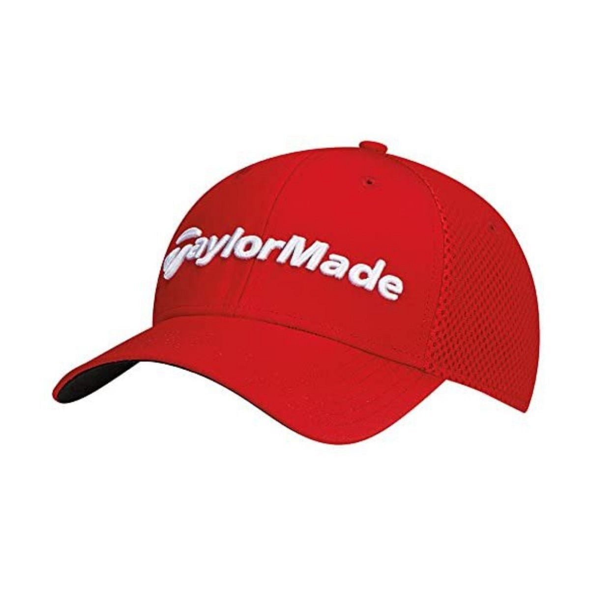 Golf Hat Mesh Stretch Fit Cap - Red S/M Performance Sun Protection