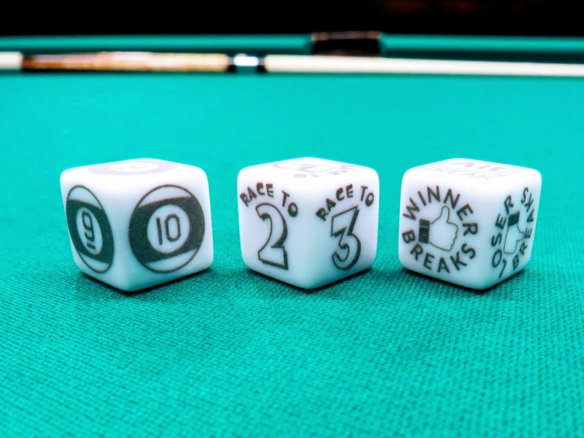 Billiard Bones Dice Game Set for Pool – Includes 3 Engraved Dice