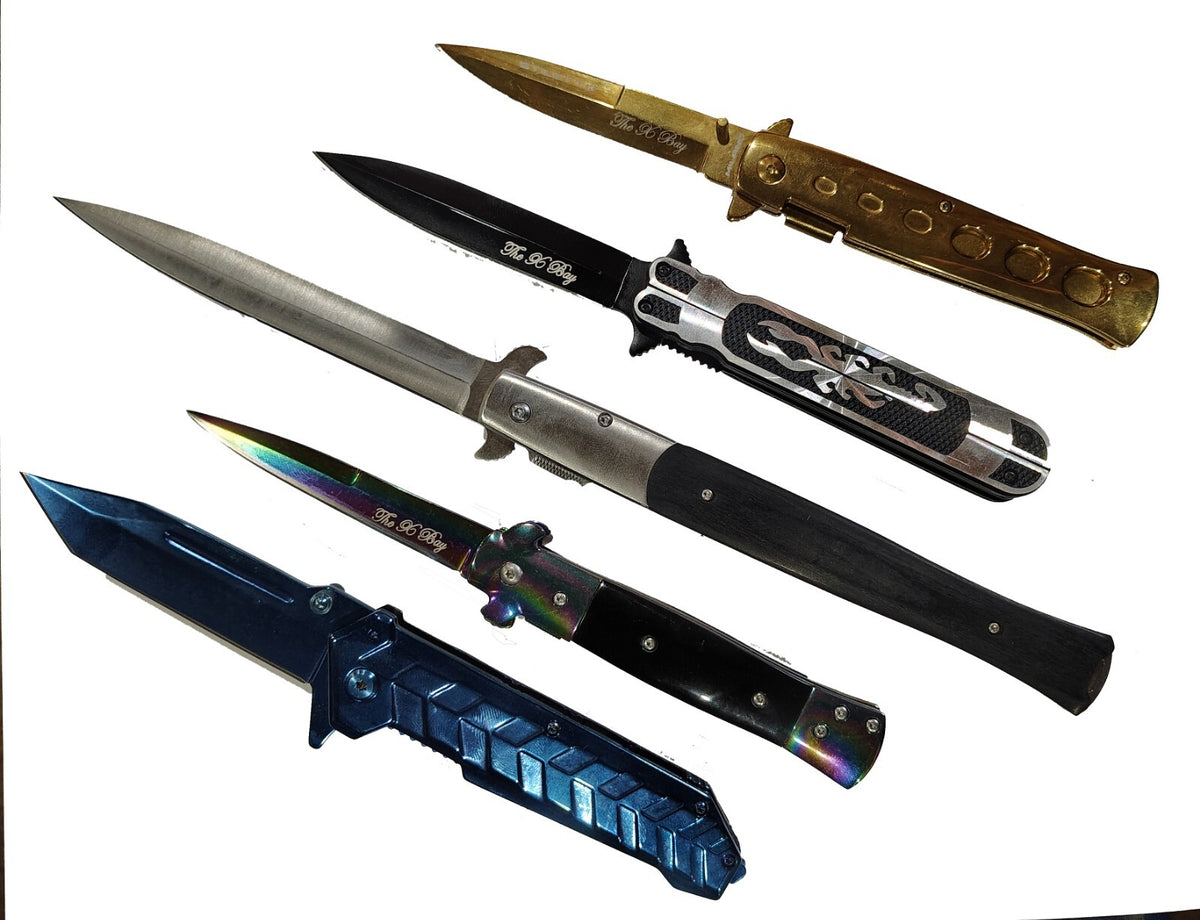 Wholesale Lot of 5 Spring Assisted Opening Pocket Knives - Brand New