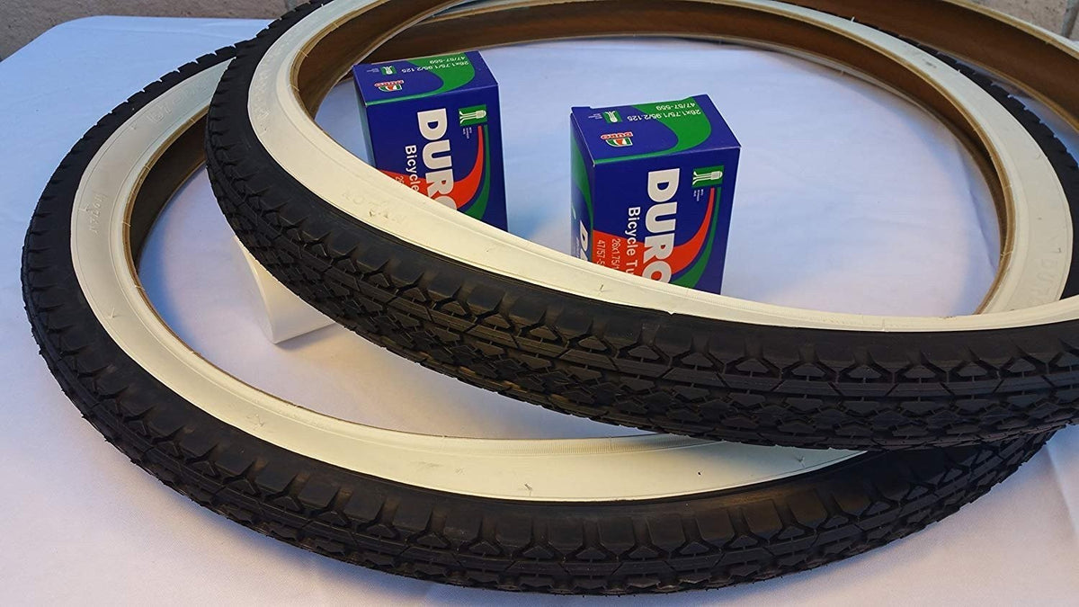 2 Pack White Wall Bicycle Tires 26x2.125 with Inner Tubes - Beach Cruiser
