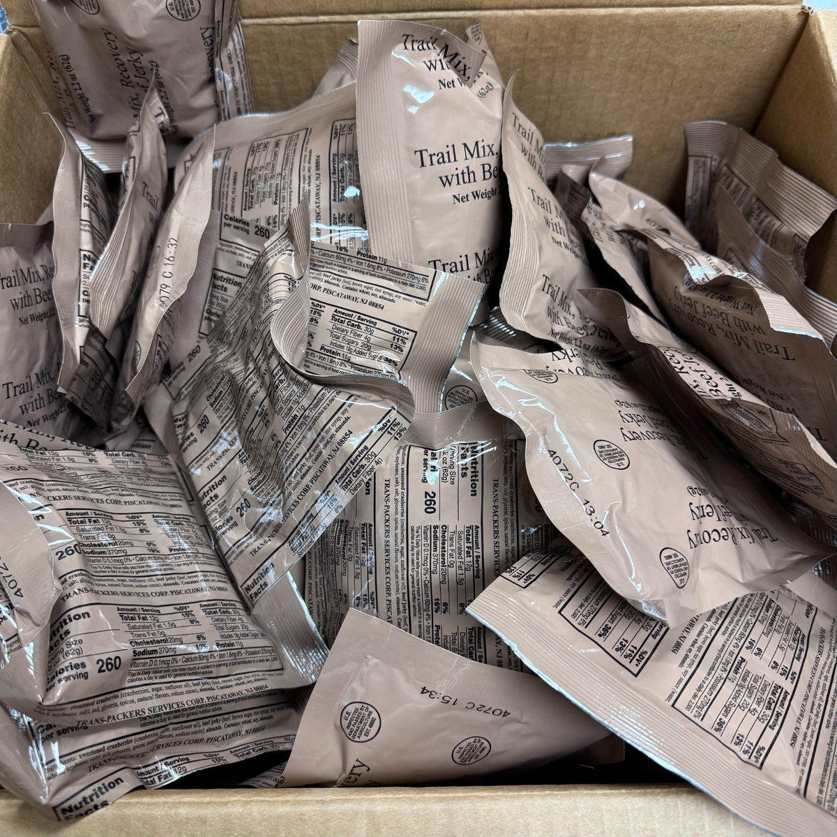 Military-Style Recovery Trail Mix with Beef Jerky - 6, 12, 60, 100 Pack