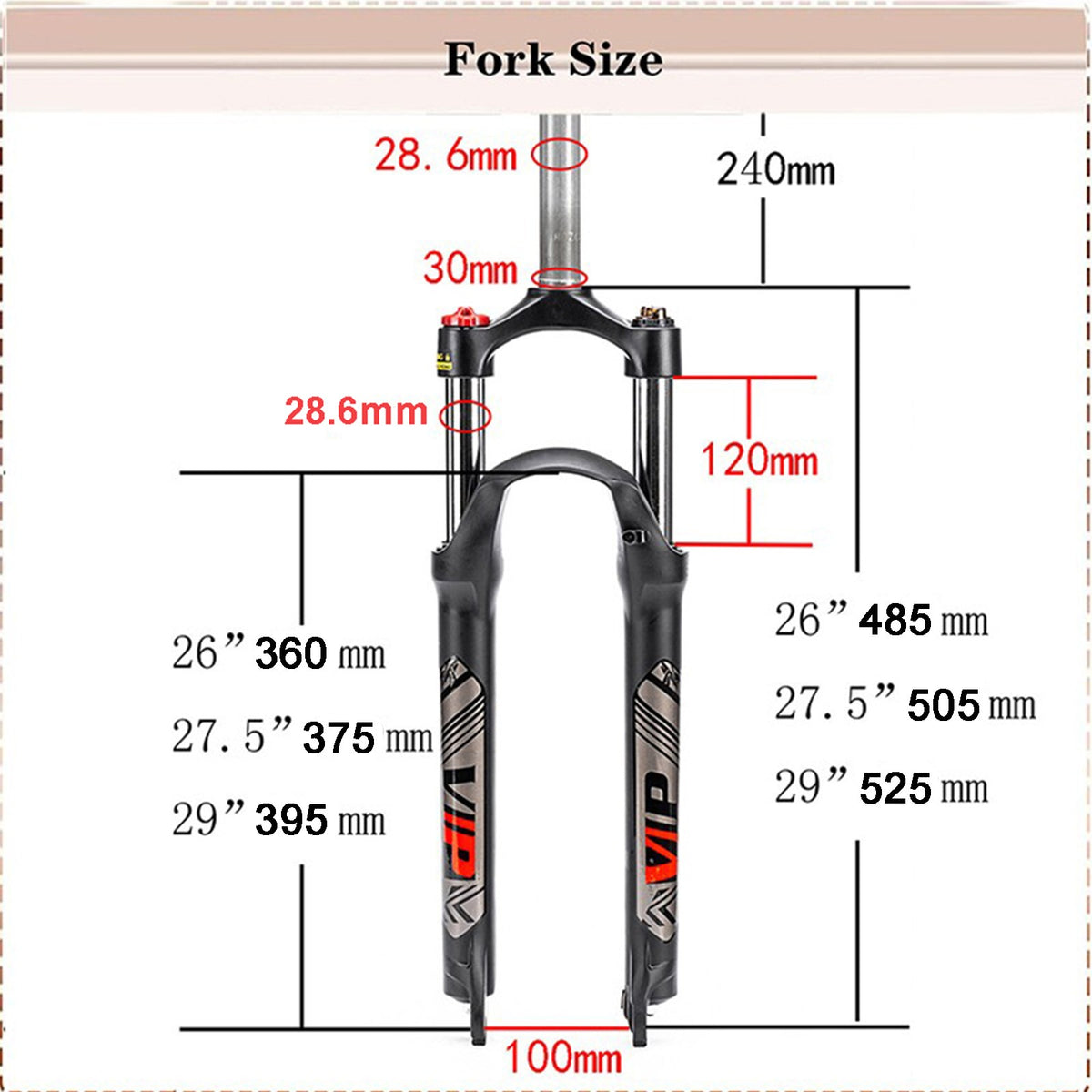 Mountain Bike Suspension Fork 100mm Travel Disc Brake Compatible Aluminum Alloy