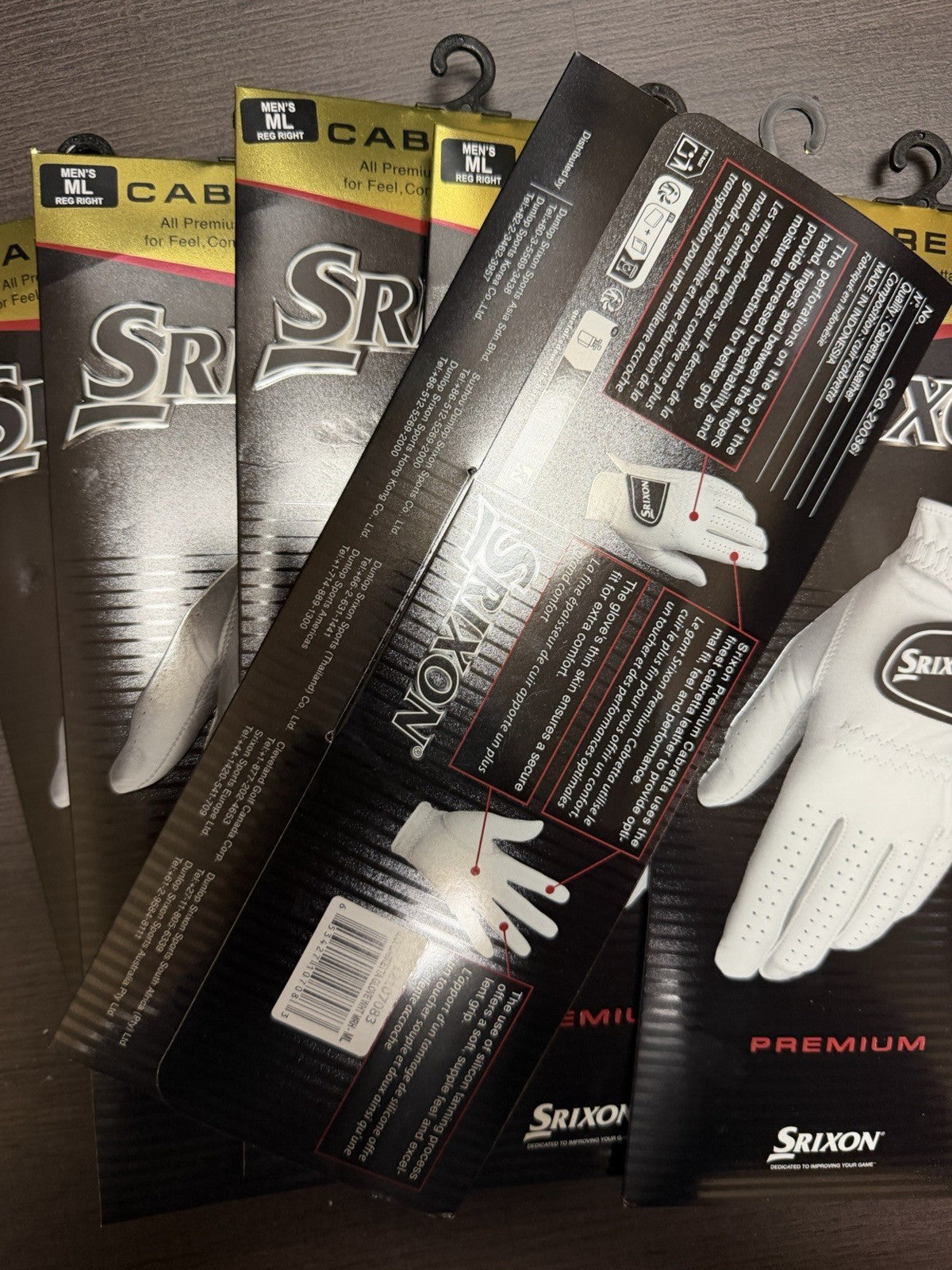 Men's Golf Gloves 6 Pack - Authentic Cabretta Leather Medium Large Right Hand