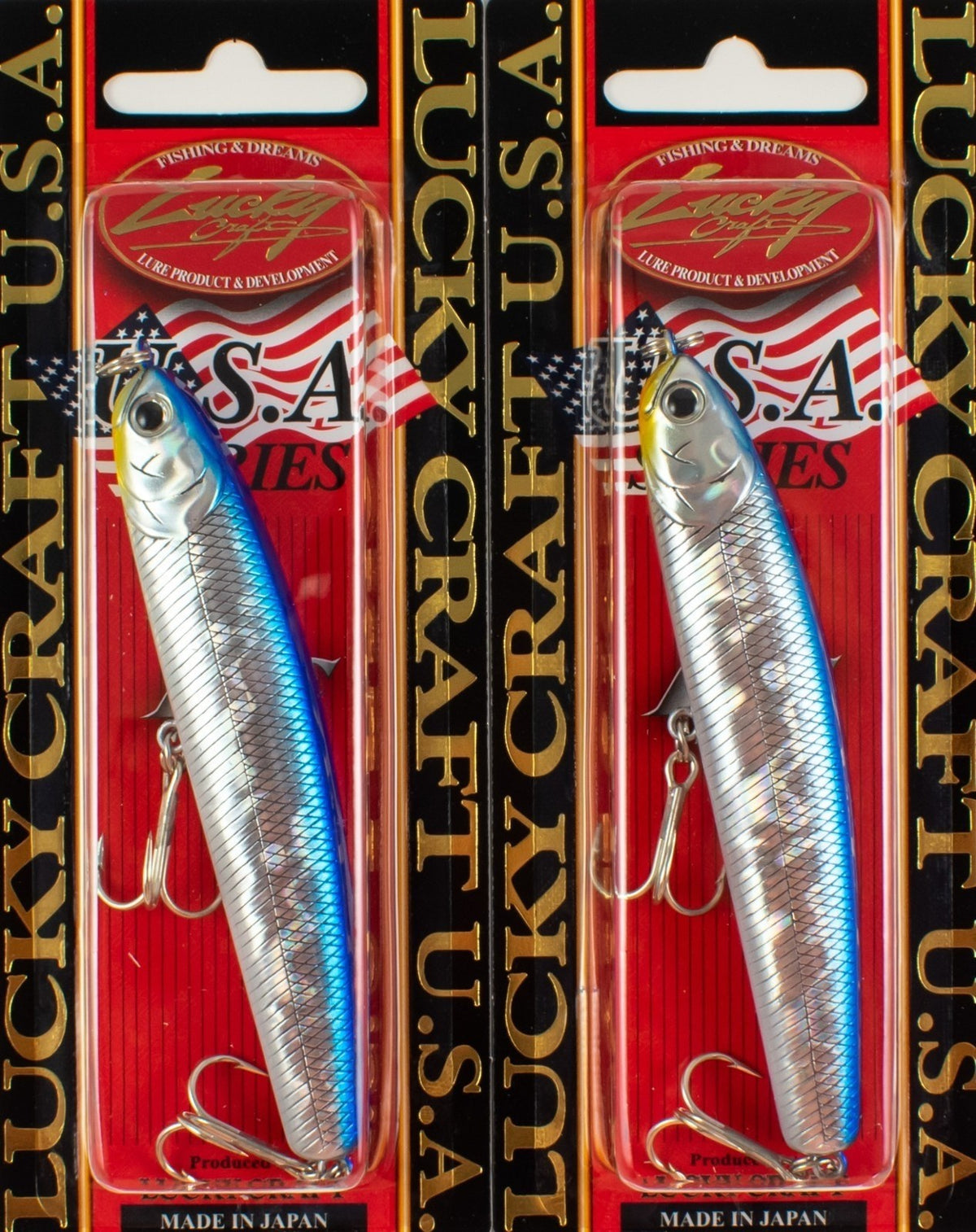 (Lot of 2) Lucky Craft Wander 3/4oz Sinking Fishing Lures Blue Back - 95 3/4 Inch
