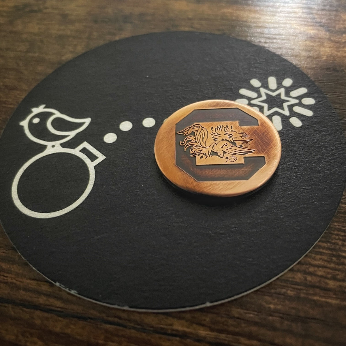 Custom South Carolina Gamecocks Copper Golf Ball Marker - Handcrafted & Personalized