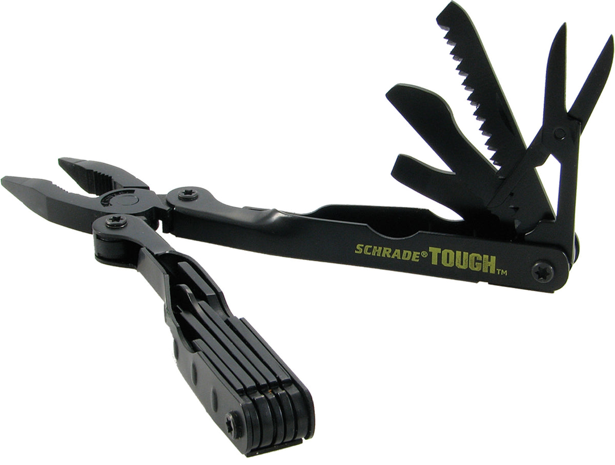 12-in-1 Pocket Multi Tool with Nylon Sheath - Black Stainless Steel