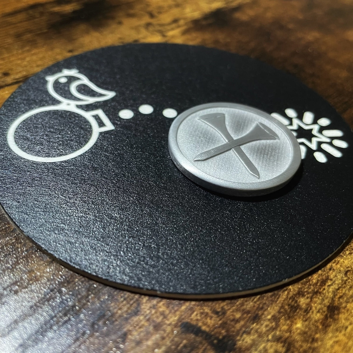 Custom Golf Ball Marker with Crossed Tees - Handcrafted Aluminum, Personalized Gift