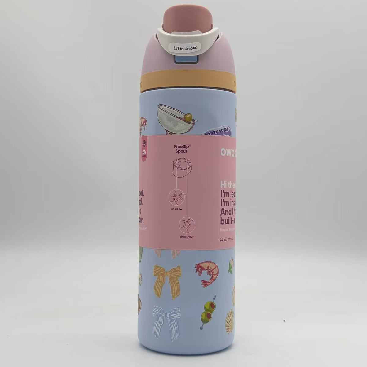 Insulated Water Bottle 24oz with Leak-Proof Lid & FreeSip Spout - Blue