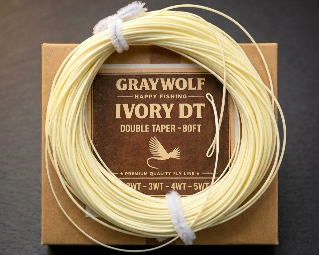 Graywolf Ivory Double Taper Fly Line 0wt - Loops Both Ends, Light Line for Delicate Casting