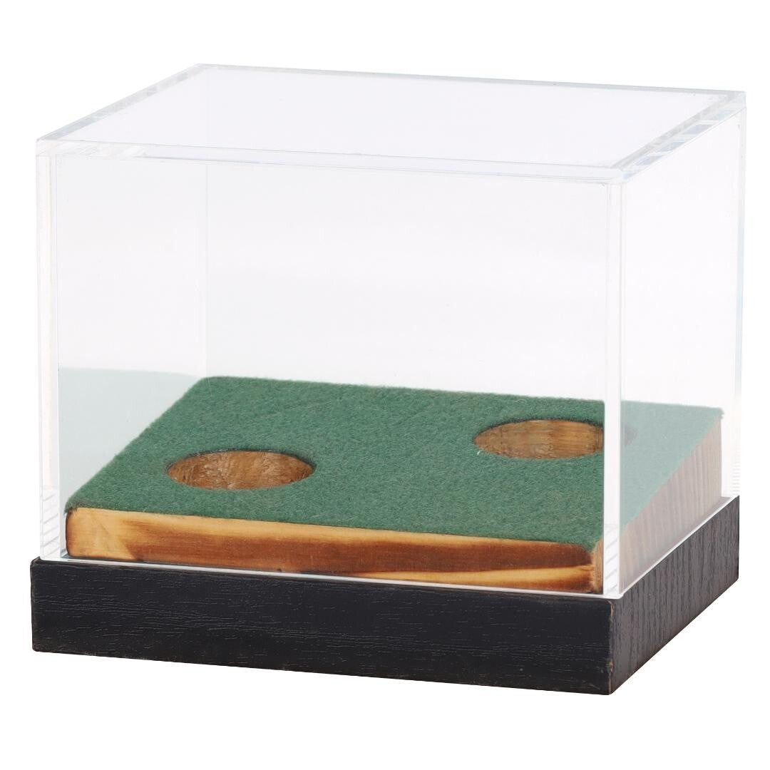 Golf Ball Display Case with Wooden Stand - Clear Acrylic Souvenir Holder