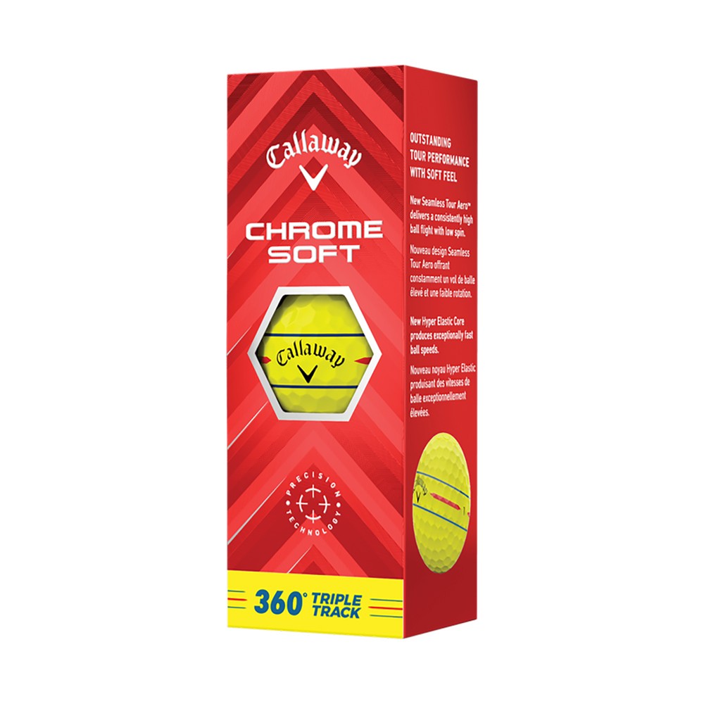 Callaway Chrome Soft 360 Triple Track Yellow Golf Balls - 1 Dozen, 3 Dozen, 6 Dozen Options