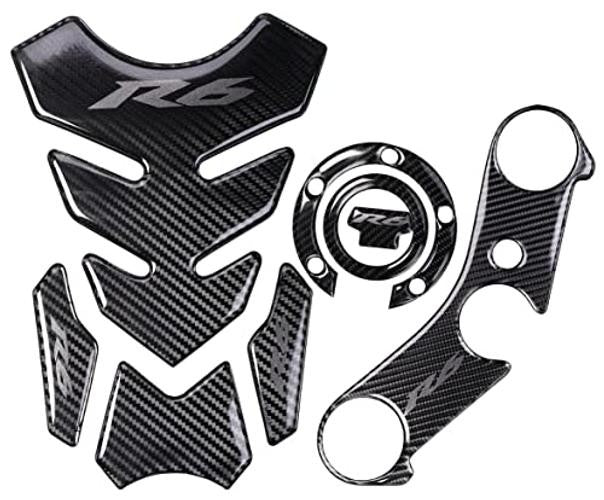 Carbon Fiber Gas Cap & Bike Handlebar Clamp Decal Set for Motorcycle