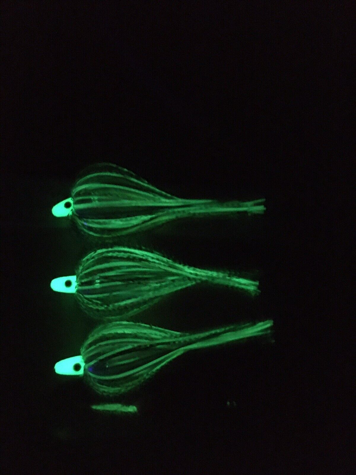 Salmon Trolling Flies Flash Bulb Series Pack of 3 - Green Glow, Unrigged, 4 Inches