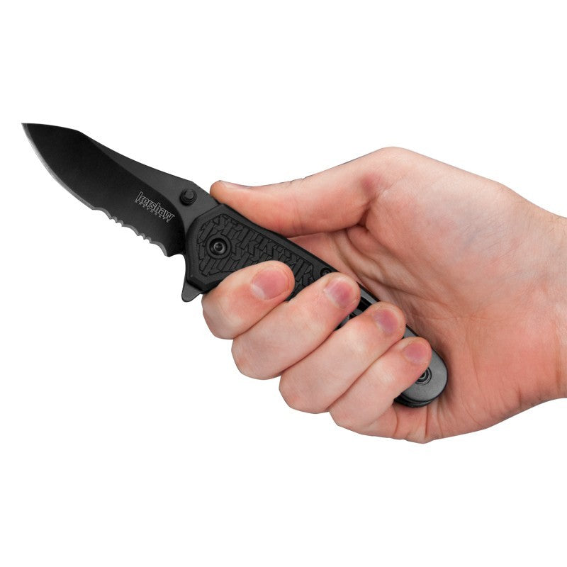 Assisted Folding Knife with Drop Point Blade & Emergency Tools – 3-Inch, Black Handle