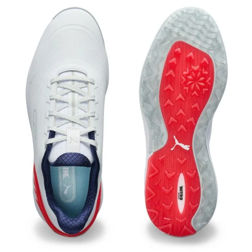 Golf Shoes Men Spikeless Waterproof Athletic Footwear - White Red Navy