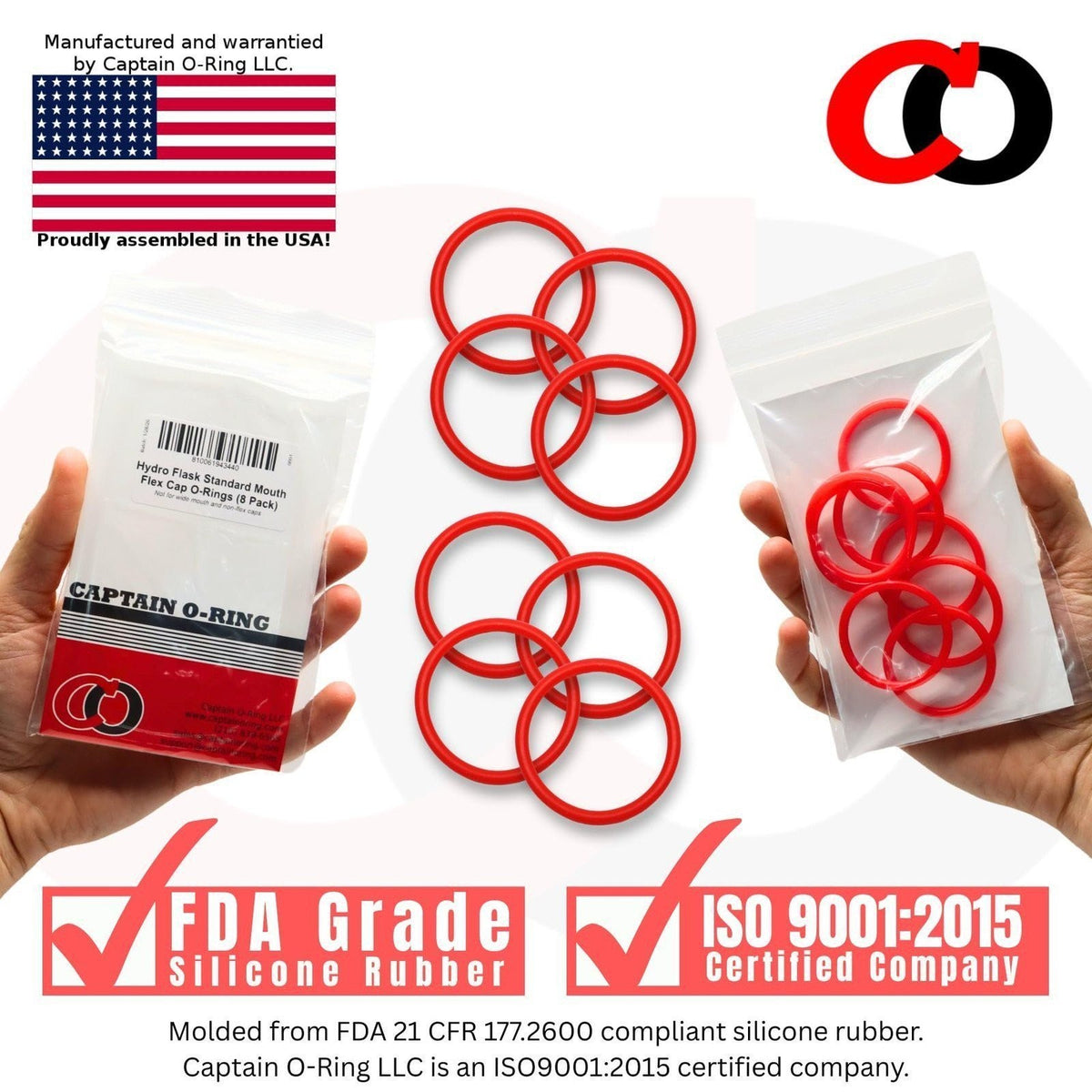 Replacement O-Ring Gaskets for Hydro Flask Narrow Mouth Flex Caps - 8 Pack