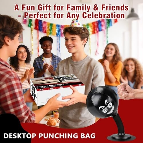 Desktop Punching Bag Stress Relief Toy with Suction Cup - Heavy Duty Fun Gift