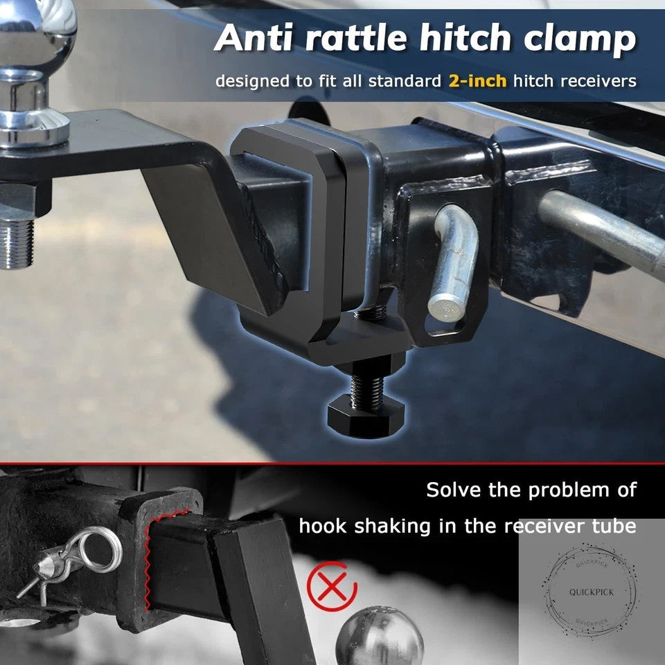 Heavy Duty 2-Inch Anti-Rattle Hitch Clamp with Silencer Pads for Secure Towing