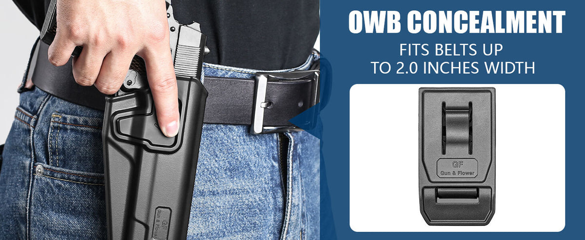 1911 Holster for Colt Kimber Springfield RIA Taurus - OWB Molle & Adjustable Clip