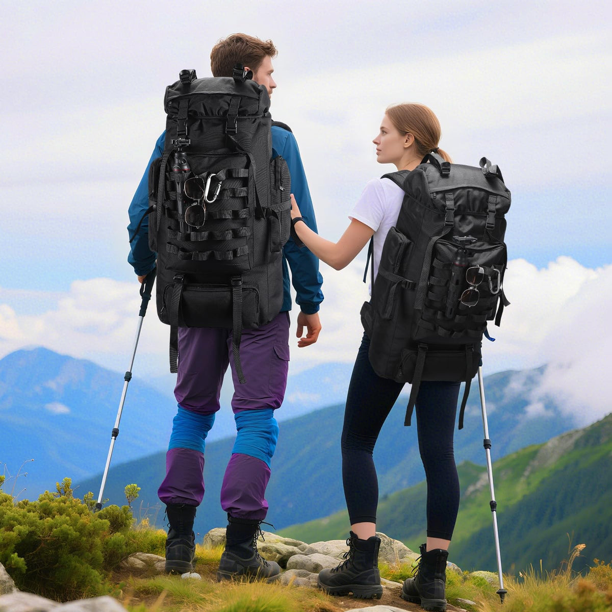70L Waterproof Hiking Backpack with Rain Cover for Camping & Travel