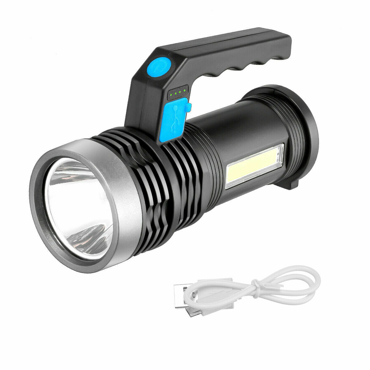 Rechargeable Handheld Searchlight Flashlight with 500m Beam, Waterproof, USB Charging