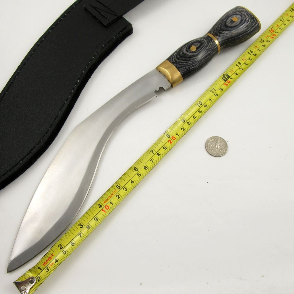 15-Inch Full Tang Nepalese Gurkha Kukri Knife with Leather Sheath