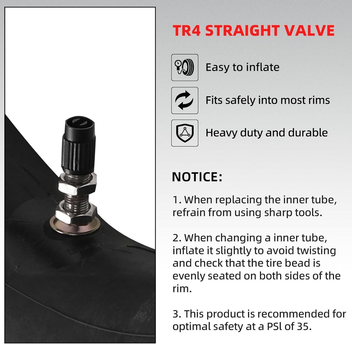2 Pack Motorcycle Inner Tubes 21 Inch Heavy Duty with Straight Valve - Fits 80/100-21 Tires