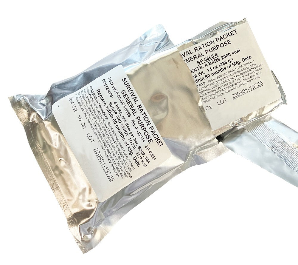 Military Survival Ration Packet Emergency Food Kit 2117 Calories with Candy and Bars