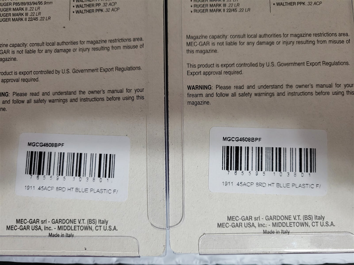 1911 .45 ACP 8-Round Magazines Blued Pack of 2 - High-Quality Firearm Magazines