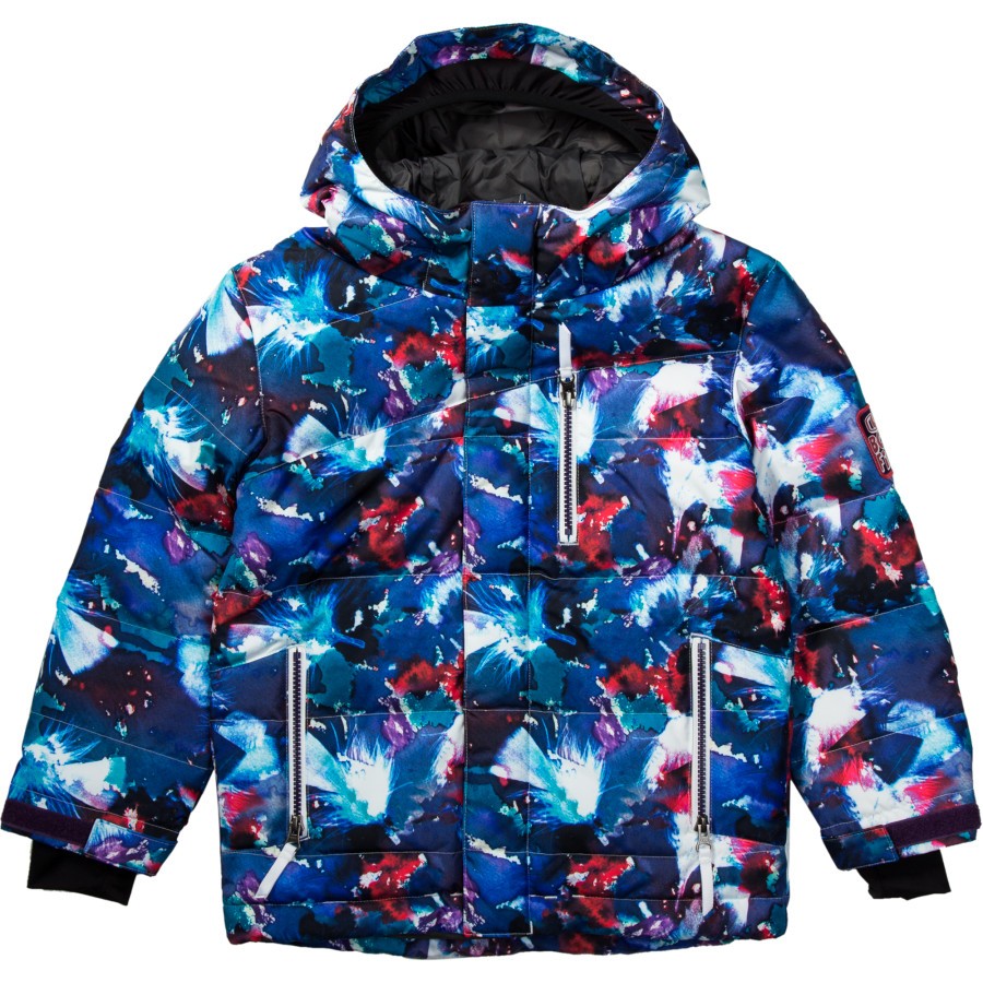Unisex Youth Insulated Snowboard Jacket with Feather Print - Waterproof & Warm