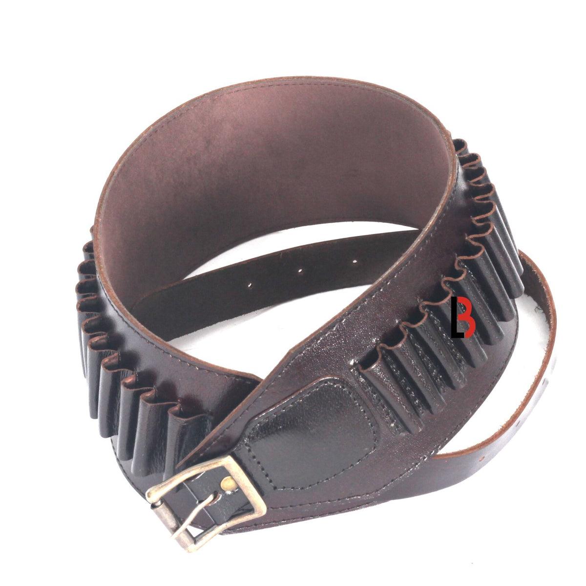 Cowhide Leather Rifle Cartridge Belt for Hunting & Shooting - Adjustable Bandolier, Up to 44 Shells