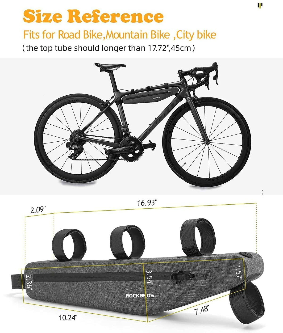 Waterproof Bicycle Frame Bag Triangle Bike Storage Bag 1.5L Capacity