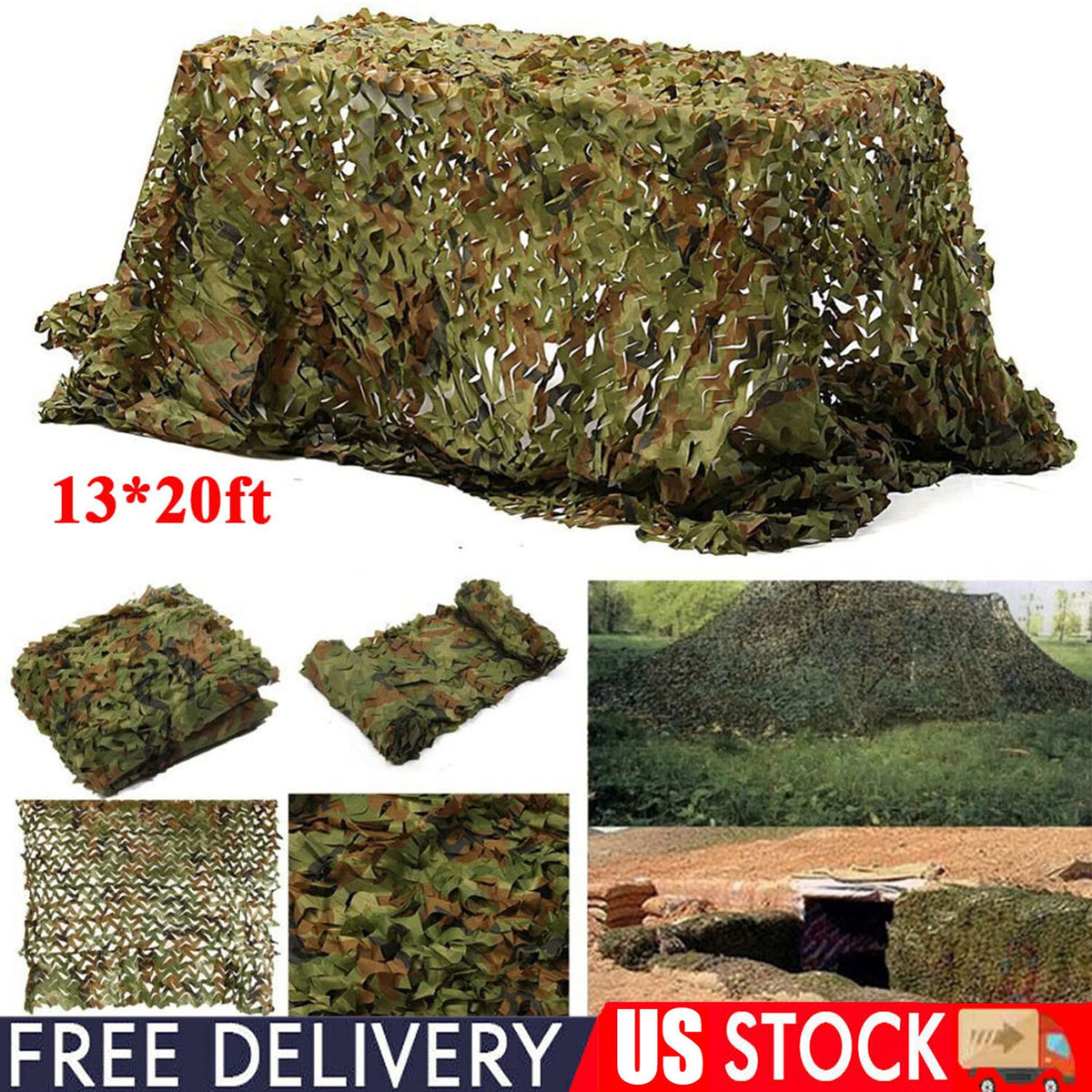 13-20Ft Camouflage Hunting Netting Mesh Sunshade for Camping & Outdoor Use