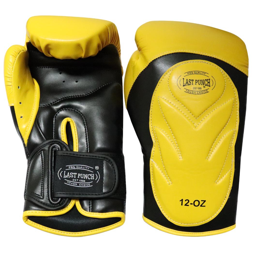 12oz Boxing Gloves Pro Style Yellow & Black Training Sparring Gear