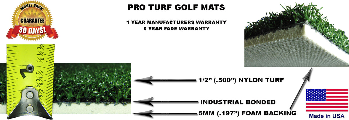 Pro Golf Practice Mat 3' x 3' with Foam Backing Indoor Outdoor Use