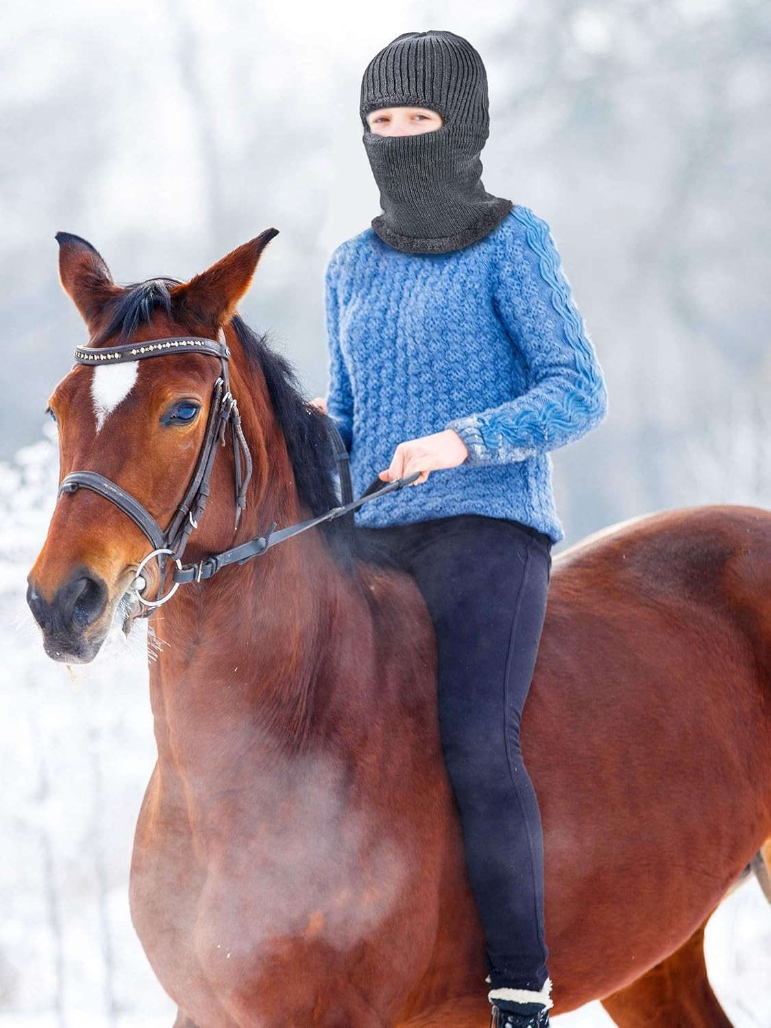 Men's Thermal Polar Fleece Face Mask Hood for Cold Winter