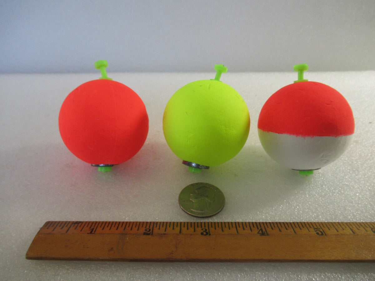 50 Large 2-Inch Fishing Floats Round Foam Ball Bobbers with Snap-On Weights