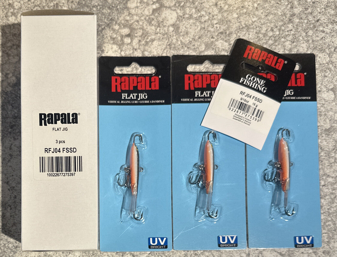 Discontinued Rapala Flat Jig 04 FSSD 9/16 OZ Full Dealer Box - Multi-Species