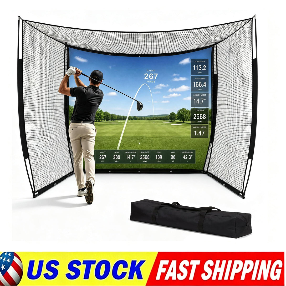 11x8ft Golf Practice Net with Impact Screen and Heavy Duty Frame