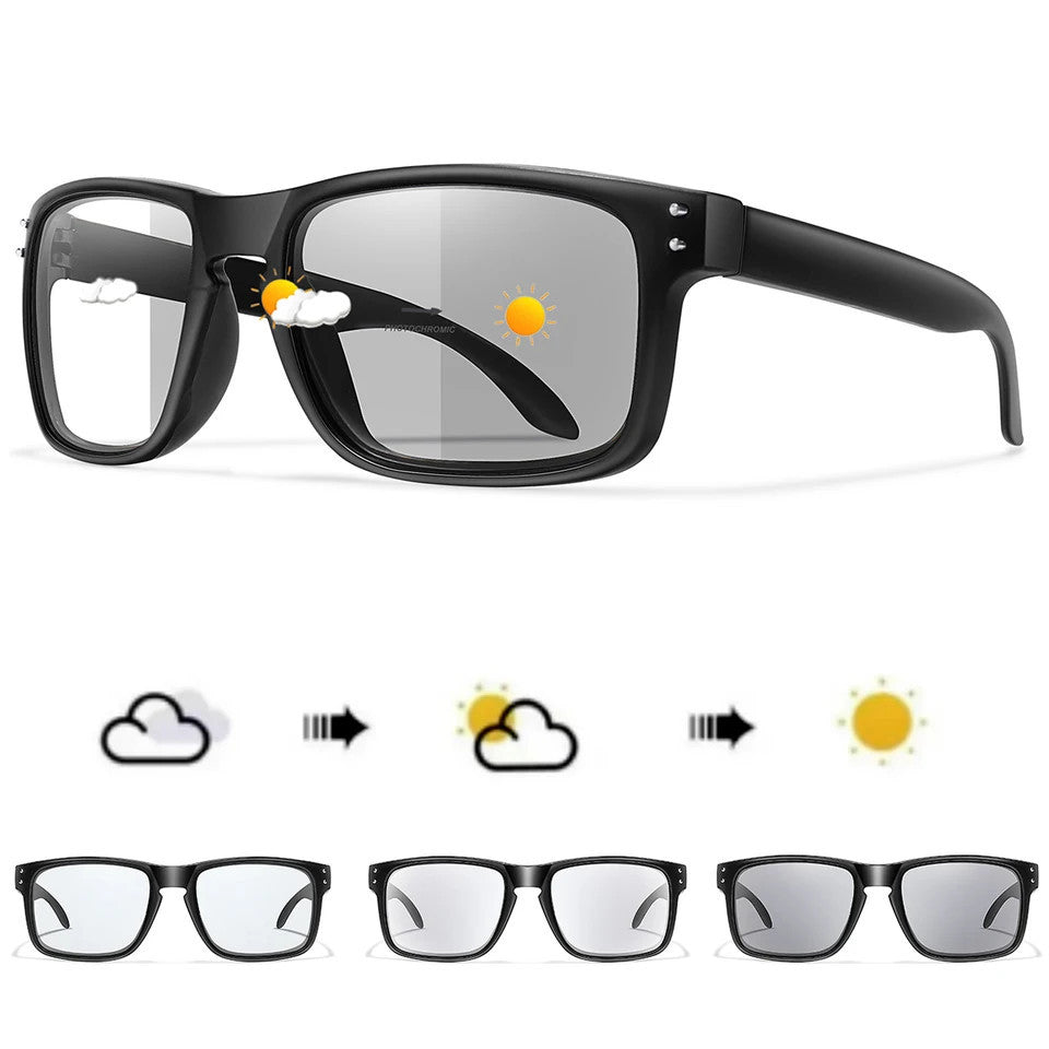 Photochromic Cycling Sunglasses Unisex Square Goggle Windproof Outdoor Sport