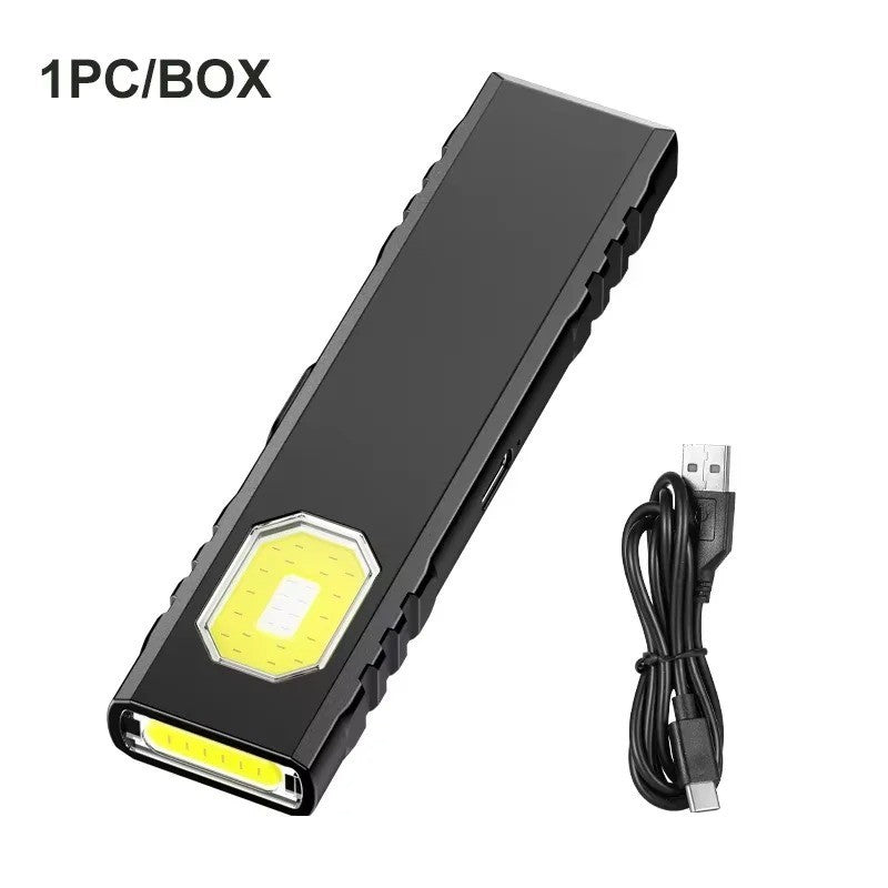 Rechargeable Portable Keychain LED Flashlight with Pen Clip - USB Powered