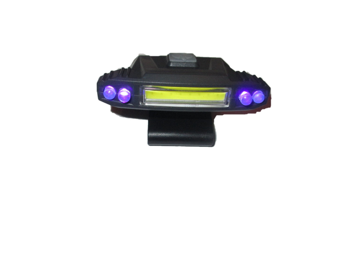 Rechargeable COB LED Cap Light with UV Black Light for Fishing, Waterproof & Adjustable