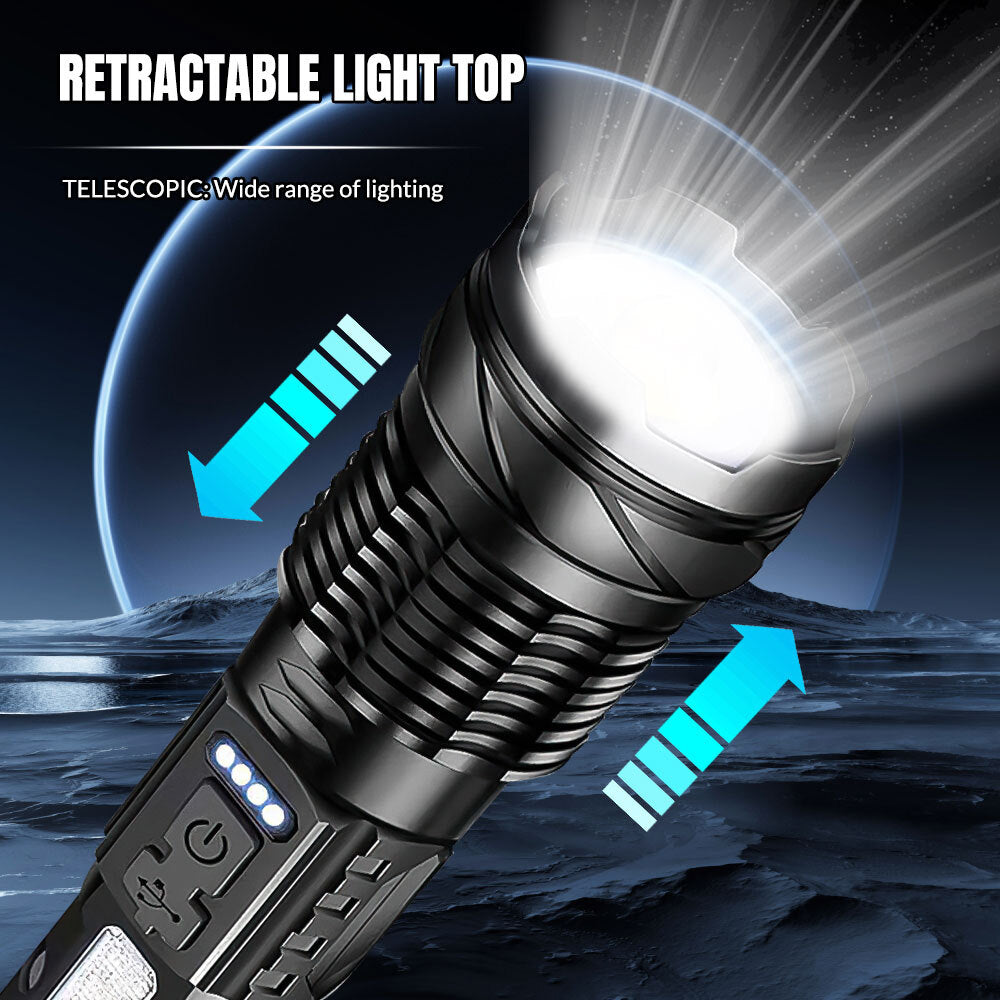 15000000LM Super Bright Rechargeable LED Tactical Flashlight - Waterproof, Multi-Mode, 200-500m Range