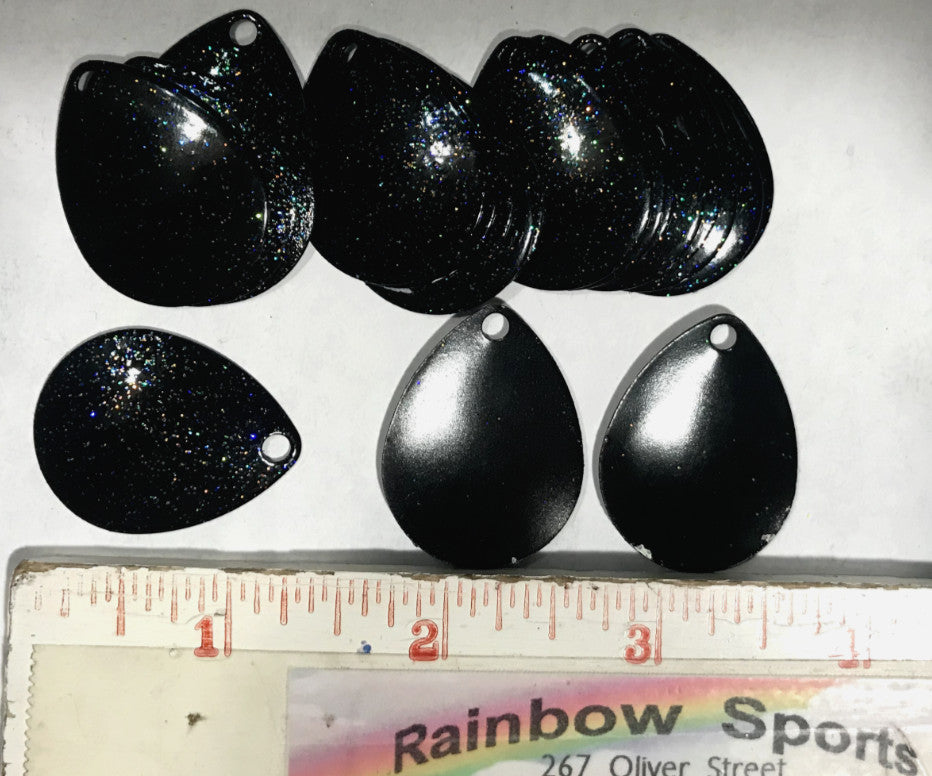 Black Glitter Spinner Blades Pack of 20 for Bait and Worm Harnesses