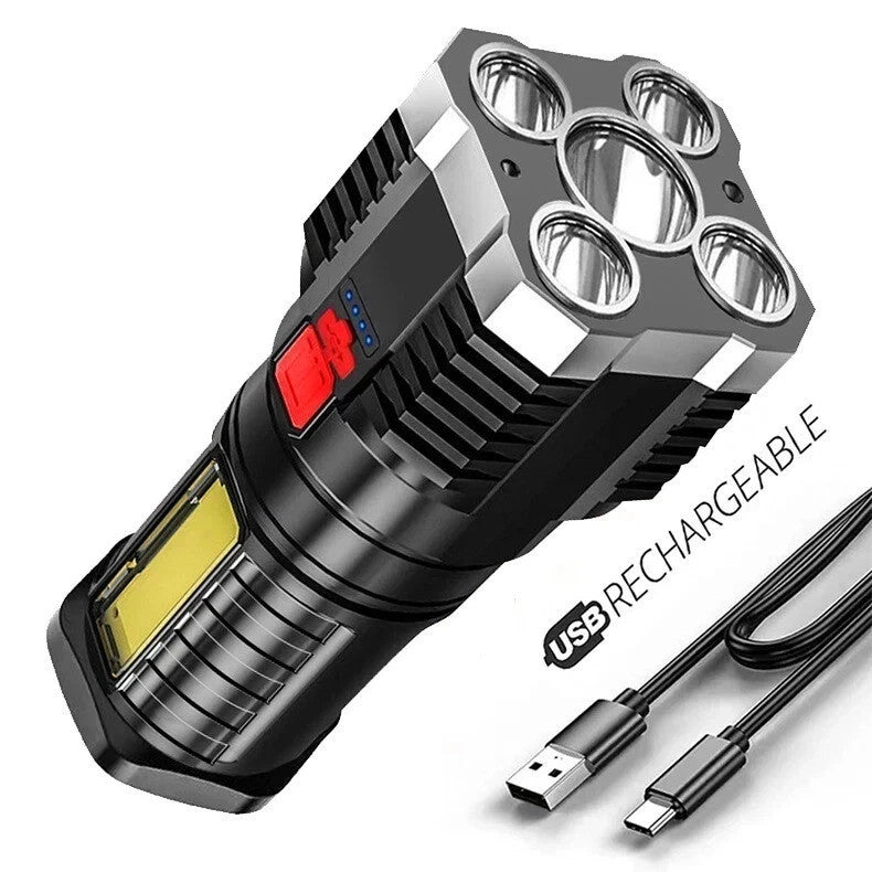 Rechargeable LED Torch Flashlight for Camping and Outdoor Use - High Brightness Tactical Light