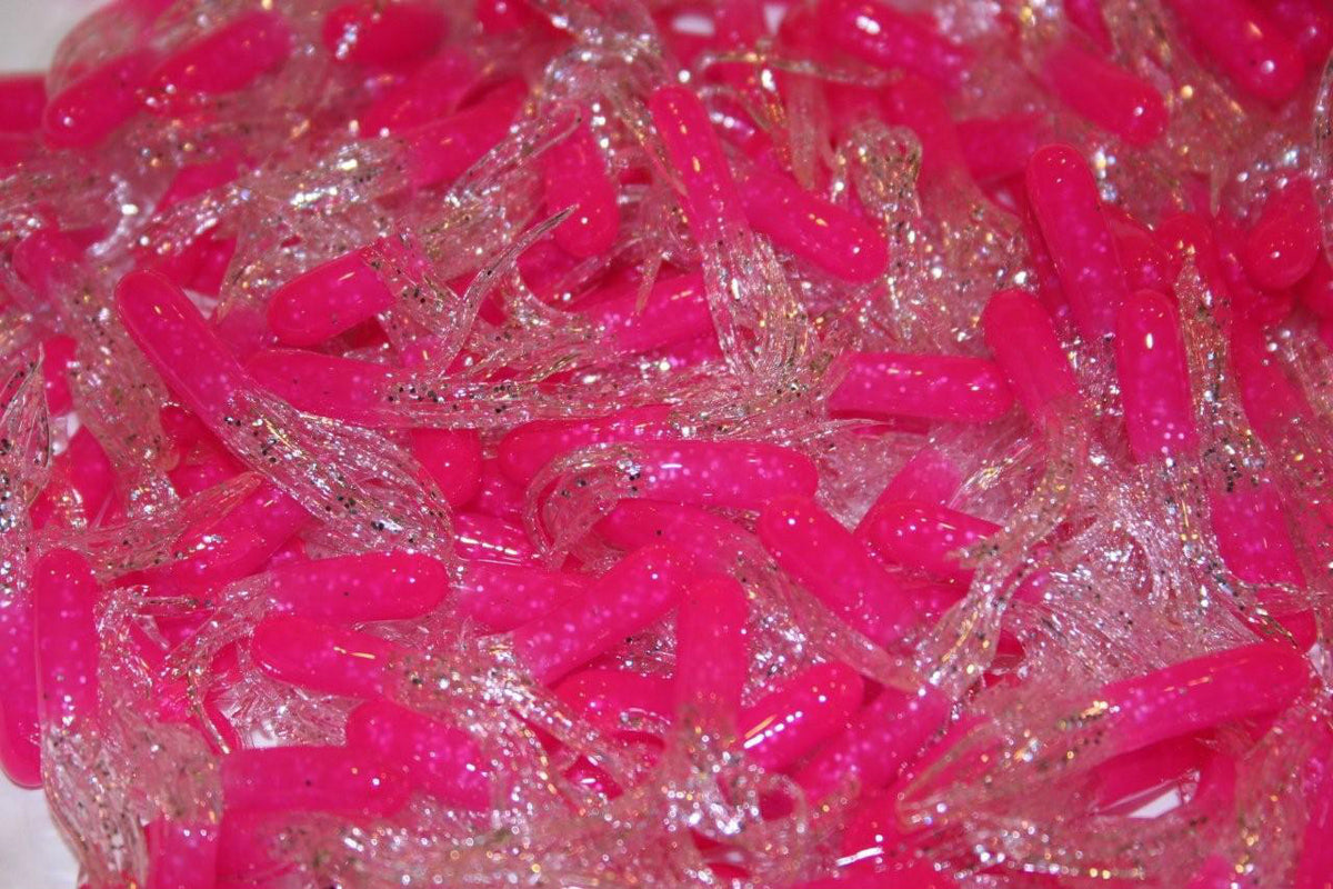 Pink & Clear Sparkle Crappie Tube Jig Skirts Pack of 40 for Freshwater Fishing
